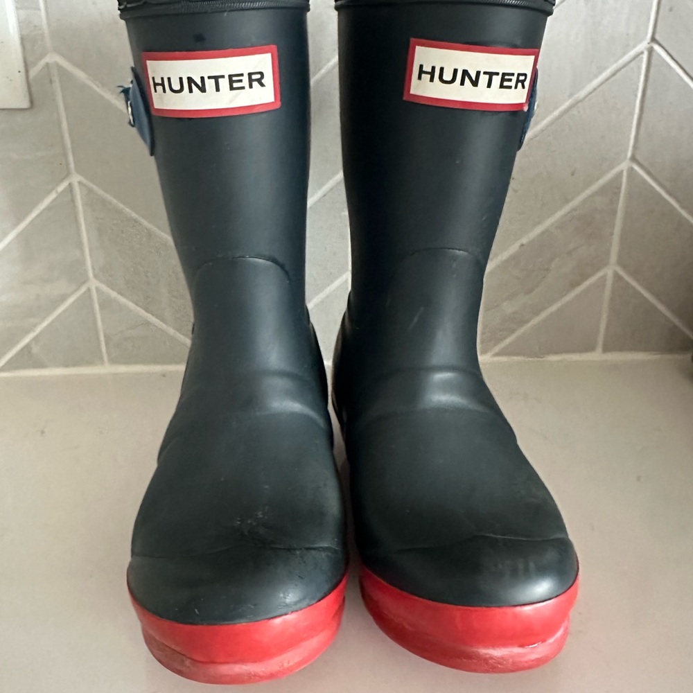 Hunter Black and Red Rain Boots